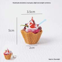 Mini Realistic Ice Cream Pendant, Realistic Food Cream Cake Creative Food Toy, Bag Charm, Gift, Holiday Gift, Birthday Gift, Christmas Gift - Multicolor - View 12