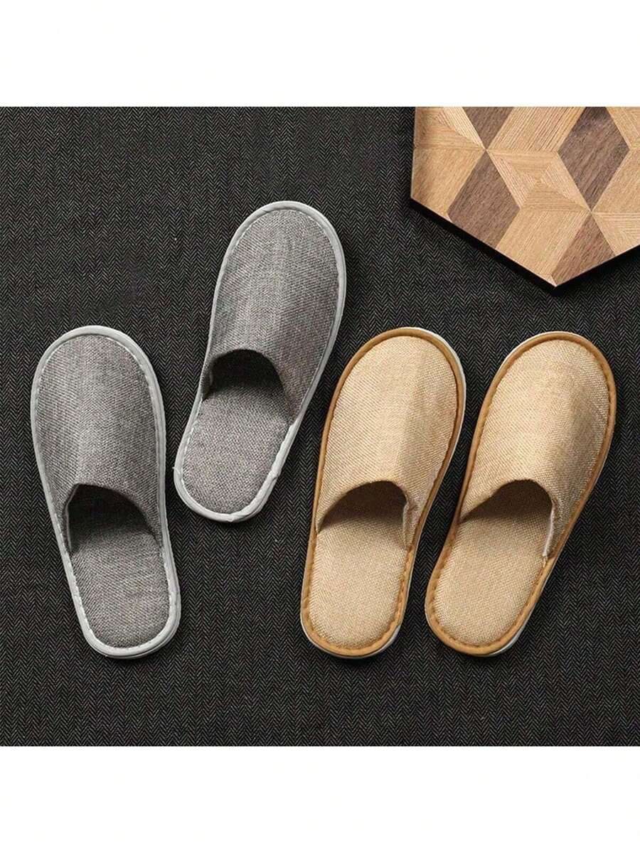 1/3/5/10/20 Pairs Unisex Spa Slippers, Non-Slip Bathroom Slippers, Loose Hotel Slippers, Hotel Use, Closed Toe Design, Plush, No Power Needed, Suitable For Bathroom, Living Room, Hotel And Homes Without Shoes - Multicolor - View 1