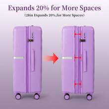 AAIVV 4 Piece Set,Expandable ABS Suitcase With TSA Lock, 20 Inch Carry On Luggage With Cup Holder, USB Charging Port Airline-Approved Hard Shell, Double Spinner Rolling Wheels Suitcases For Lightweight Travel (28in26in20in13in) - Màu Lilac Tím - Xem 3