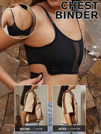 女士塑胸吊带背心，无缝隐形文胸吊带，透明，可调节以缩小胸部轮廓，塑身紧身衣