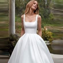 Elegant Sexy Square Neck Corset Satin A Line Formal Bridal Dress Registration Wedding Dress For Bride,Bridal Fashion,Evening Party Dress Bridal Gowns,Romantic Church Ceremony Wedding Dress,Suitable For Wedding,Party,Singles' Party,Vacation,Bride,Formal Occasions,Dinner Dress,Prom Dress,Homecoming Dress,Cocktail Party - 白色 - 查看 6