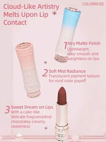 COLORROSE Lightweight Matte Lipstick, Creamy Texture, Soft Matte Finish, Lightweight And Non-Sticky, High Pigmentation Lipstick, Infused With Moisturizing Cream Formula, Ideal For Everyday Makeup - CR224 - View 5