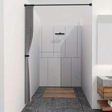 1pc Folding Shower Curtain, Beige Bathroom Curtain Waterproof Partition Curtain, Shower Divider, Thickened Waterproof Folding Curtain With Metal Grommets And 12 Solid Hooks - Beige - View 6