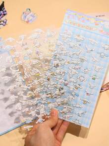 Sanrio 4pcs/Pack Cute Series Transparent Waterproof Pet Handbook Sticker, Cute Cartoon Animal Handbook Diary Decoration, Mobile Phone Case Decoration, Home Decoration, Assorted Styles - Multicolor - View 4