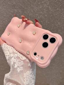 Pink Heart Shaped Soft Silicone Phone Case Compatible With IPhone 17 Pro Max/17 Pro/17/16 Pro Max/16/16 Pro/16 Plus/15/15 Pro Max/15 Pro/15 Plus/13/14 Pro Max/13 Pro/13 Pro Max/14 Pro/14 Pro Max/14 Plus, Shockproof For Women - Pink - Heart - View 4