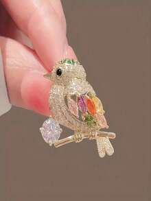 1pc GlamBird Sparkling Crystal Magpie Brooch - Elegant Rhinestone Alloy Accessory, Suitable For Collar Decor, Lapel Pin, Scarf Or Hat Embellishment, Ideal For Women, Fashion Lovers, Bird Enthusiasts, Weddings, Parties, Daily Wear, Christmas, Valentine's Day, Autumn, Great Gift For Her, Mother's Day, Birthday - Multicolor - View 5