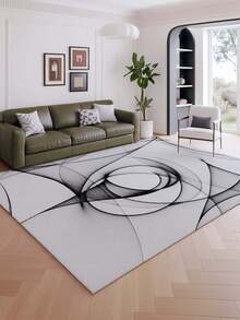 Minimalist Geometric Pattern Printed Carpet, Living Room Sofa Rug, Bedroom Rug, Bedside Anti-Slip Mat, Dining Room Kitchen Rug, Office Chair Cushion, Entrance Doormat, Picnic Blanket, Outdoor Camping Mat - Black and White - View 20