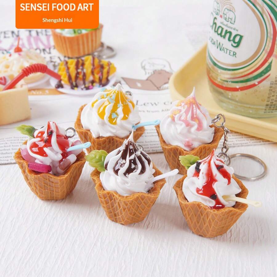 Mini Realistic Ice Cream Pendant, Realistic Food Cream Cake Creative Food Toy, Bag Charm, Gift, Holiday Gift, Birthday Gift, Christmas Gift - Multicolor - View 1
