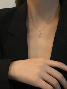 1pc Fashionable & Cute Star-Shaped Teddy Bear Pendant Necklace For Women