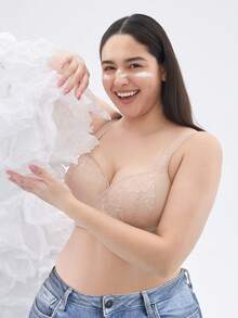 2 Pieces Lace Splicing Bra For Women Plus Size - Sexy Push-Up, Seamless Simple, Cozy Autumn Halloween Costume Lingerie - Multicolor - View 7