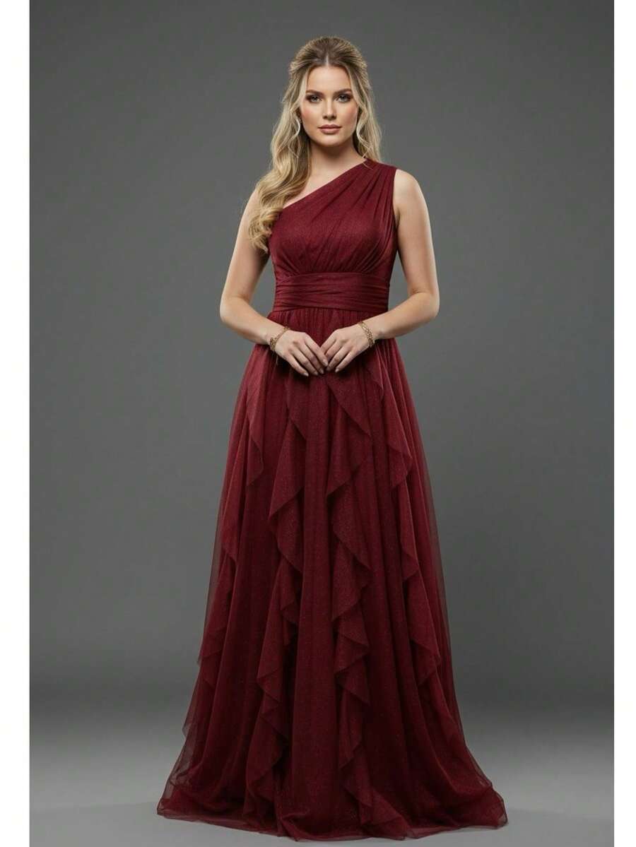 Dress For Bridesmaids For Graduation Parties, Dull Mule With Luxurious Peaked Skirt - Gỗ đỏ - Xem 1