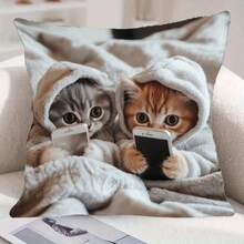 1pc Reversible Plush Throw Pillow Cover, 45x45cm, No Pillow Insert, Simple Gift, Sofa Cushion, Star, Decorative Style, Prayer Mat, Easy To Use, Bedroom Cushion, Soft Pad, Decorative Sofa Cover, Home Decor, Christmas, Valentine's Day, Ramadan, Easter - Multicolor - View 12