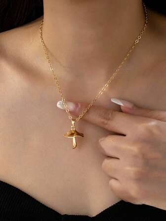 1件 时尚波西米亚风蘑菇吊坠项链