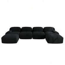 Sofas & Couches - Black + Corduroy + 4 Seat - View 5