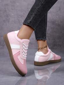 New High-Quality Lightweight Flat Casual Training Sports Sneakers, Unisex Retro Breathable Versatile Sneakers For Daily Casual Wear - Pink - View 2