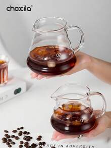 choxila 1pc Cloud-Shaped Transparent Glass Pour Over Coffee Pot, V01/V02, Back To School, Saudi National Day - Coffee Maker - View 12