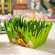 Easter Green Non-Woven Storage Basket - Egg Holder Container For Easter Party, Home Decor  Kids' Easter Egg Hunt - 彩色 - 查看 3