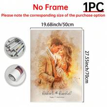 1幅定制情侣肖像，周年纪念结婚纪念礼物，房间装饰，定制海报，定制墙饰，定制照片，可定制商品，可选相框 - 彩色 - 查看 17