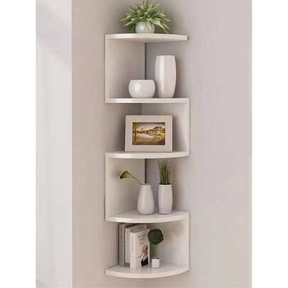 1pc Multi-Tier Corner Shelf, Floating Corner Shelf, Corner Rack, Wall Corner Storage Rack, Bedroom Wall-Mounted Bookshelf, Kitchen Triangular Corner Storage & Decor Rack, Easy To Assemble Multi-Layer Wall-Mounted Shelving Unit For Bedroom, Bathroom, Kitchen, Office, Living Room, Bookshelf