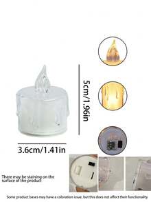 12个亚克力水晶滴蜡图案LED电子蜡烛灯，电池供电无焰LED蜡烛，电池供电茶蜡，浪漫茶蜡，适用于生日派对、婚礼装饰、家居装饰、蜡烛加热器、礼物、家居装饰、赠品、LED蜡烛、仿真蜡烛、蜡烛灯礼品、毕业典礼、情人节、节日、家居装饰 - 彩色 - 查看 9