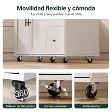 Isla De Cocina Móvil De 2 Puertas Y Mesa Plegable Blanco - Blanco - Ver 4