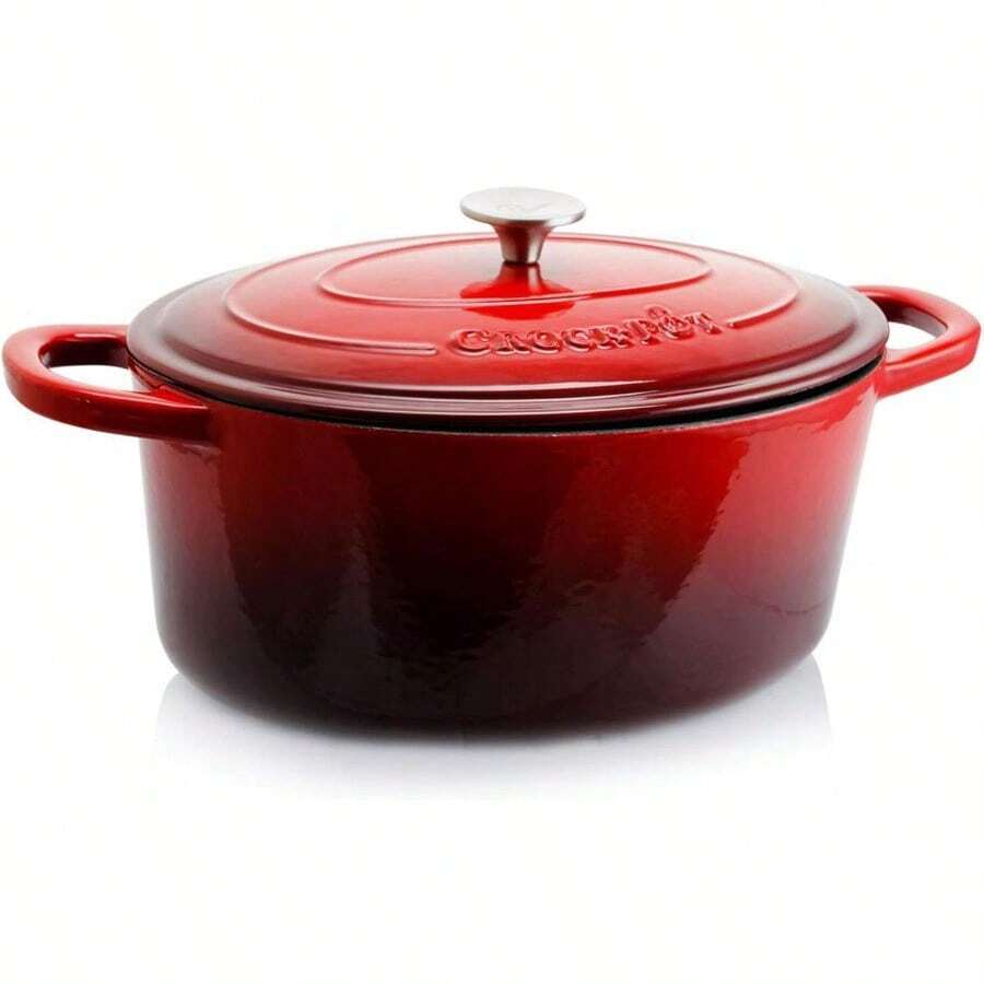 Crock Pot Olla Horno ovalado holandes Rojo blanco 7-Quart 1 - Rojoblanco - Ver 1