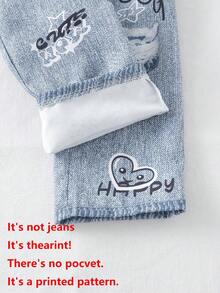 3pcs/Set Toddler Girls' Casual Long Sleeve Lightweight Pullover, Sleeveless Tank Top, And Denim Effect-Look Pants Set, Spring/Autumn - Black - View 7