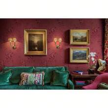 1 Roll Vintage Red Floral Wallpaper - Thick Self-Adhesive Red Rose Peel And Stick Wallpaper, Removable, Suitable For Shelves, Drawers And Decorative Surfaces, Decorative Wallpaper | Floral Pattern | Living Room, Bedroom, Bathroom, Kitchen, Home Decor, Furniture Renewal Sticker, Kitchen Sticker 17.7in X 39.3ft/118.1in/196.8in - Burgundy - View 2