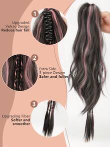 24 Inch High Ponytail Clip-On Synthetic Hair Ponytail, Ombre Braided Ponytail Extension - Multicolor - View 4