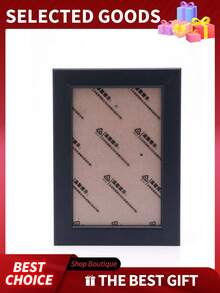 1pc Minimalist Wooden Wall Hanging Photo Frame For Living Room & Bedroom - Black - View 3