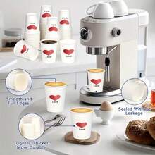 25/50个装 8盎司一次性派对杯（加厚款），适用于冷热饮品，具有一定的保温效果。心形一次性纸杯，适用于情人节、母亲节、结婚纪念日、婚礼、生日派对、主题派对、单身派对等场合，营造主题氛围。 - 彩色 - 查看 1