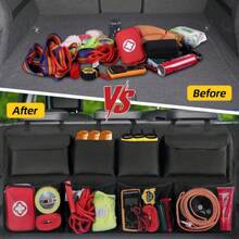 1pcs/2pcs Car Trunk Organizer, Large Capacity Car Organizers And Storage With 8 Pockets, Waterproof Backseat Hanging Organizer For SUV, Truck, MPV, Interior Accessories For Men And Women - 黑色 - 查看 6