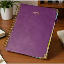 Deluxe Hard Shell Spiral Notebook, B5 300 Pages, 5 Compartments, Advanced Journal For Office And Study - Purple - View 1