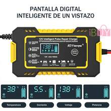Cargador De Baterias Intelligente Para Auto, Moto 110V, Para AutomóVil Y Motocicleta, Cargador De BateríAs De ReparacióN Por Pulsos, Pantalla Digital LED Intelligente, Cargador De Coche Inteligente, BateríA De Coche, Mantenedor De BateríA, Cargador De BateríA De Plomo-áCido Con Pantalla LED,  Cargador De BateríA Intelligente, Para BateríAs De Plomo-áCido,Para AutomóViles, Camiones Y Motocicletas (Rojo, Amarillo, Azul, Verde) - Amarillo - Ver 8