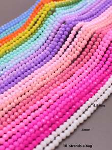 Bộ 10 hạt cườm thủy tinh tròn màu hồng hoa hồng 4mm, thích hợp để làm trang sức hoặc phụ kiện DIY. - Nhiều màu mờ - Xem 5