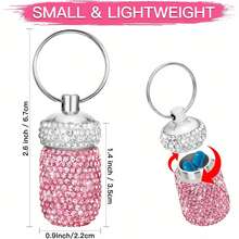 迷你闪亮药盒药瓶盒便携式旅行药盒药品分发器口袋药盒储物瓶带钥匙扣旅行装 - 彩色 - 查看 4