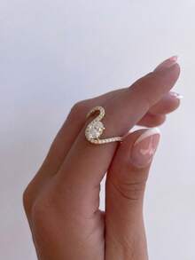 1 pieza Anillo de plata de ley 925 con óvalo de circonita cúbica de lujo micro-incrustado, 1.5 quilates, adecuado para uso diario de mujeres o como regalo, una opción ideal para parejas, aniversario o Día de San Valentín - forma de huevo micro-incrustada irregular - Ver 8