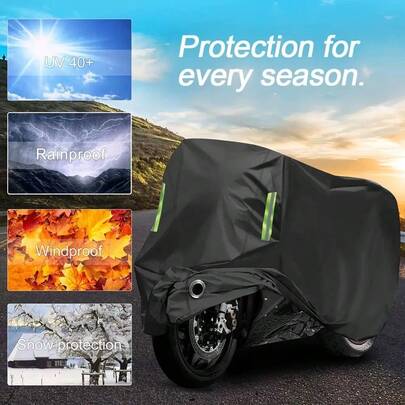 Motorcycle Cover With Reflective Stripes, 190T Taffeta Waterproof Dustproof Sunscreen Motorcycle Cover, Suitable For Motorcycles, Mopeds, Electric Bikes, All-Weather Protection