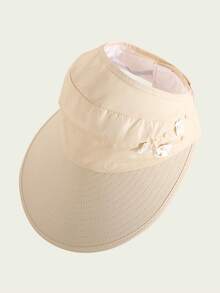 1顶轻便透气可折叠遮阳帽，饰有花朵和珍珠，适合青少年户外活动、日常穿着和运动。 - 1PC - 查看 6