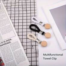 2 piezas Pinzas para toallas de acero inoxidable, ganchos colgantes de baño multifunción con cuerda, adecuados para toallas y toallas de mano, accesorios de almacenamiento de baño para el hogar, sin necesidad de electricidad - Multicolor - Ver 4