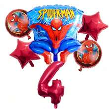 新款热销派对用品，红色数字1-9派对装饰，蜘蛛网和星形18英寸圆形气球 - 彩色 - 查看 6