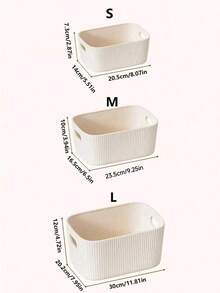 1pc/2pcs/3pcs Beige Desktop Storage Box, Suitable For Storing Cosmetics, Sundries, Snacks, Toys, Etc. Can Also Be Used As Storage Basket, Rectangular Storage Basket, Storage Box, Ladies Storage Box, Travel Supplies, Back To School Supplies, Dorm Storage Box - Multicolor - View 2