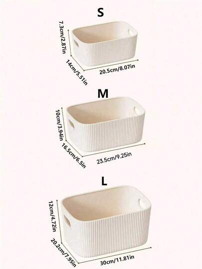 1pc/2pcs/3pcs Beige Desktop Storage Box, Suitable For Storing Cosmetics, Sundries, Snacks, Toys, Etc. Can Also Be Used As Storage Basket, Rectangular Storage Basket, Storage Box, Ladies Storage Box, Travel Supplies, Back To School Supplies, Dorm Storage Box
