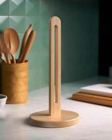CHAUNCEY HOME Wooden Paper Towel Holder Stand - Kitchen Paper Hanger Rack Bathroom Towel Roll Stand Organizer Simply Standing Countertop Paper Roll Holder, WPTH - ColorI - View 1