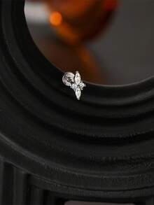 EleRunis 1PC 925 Sterling Silver Star Moon Water Drop Evil Eye Flat Back Cartilage Helix Threaded Piercing Hoop Earring Fine Jewelry For Daily Wear Wedding Party Engagement Anniversary Valentine's Day - Silver - View 5