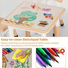 Kids Table With 2 Chairs,Children's Seating Table Set,Painting Table,Activity Table,Study Table,Height Adjustable - Yellow - View 7