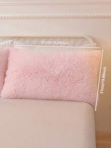 1pc Fluffy Plush Solid Color Throw Pillow Cover, Soft & Comfortable Pillow Protector, 100% Polyester, Suitable For Bedroom, Dorm, Living Room, Sofa, Outdoor, Car, Travel, Available In 50*75cm, 51*91cm, 51*137cm - Baby Pink - View 9