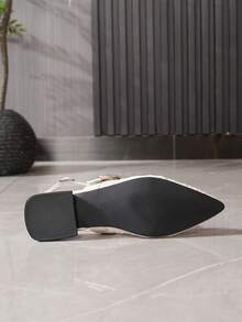 Neue atmungsaktive Mesh-Slip-On-Mules für den Sommer, spitzer Zehenbereich, Plateau-Absatz, passend zu Kleidern, mit Stickerei-Dekor, für Partywear - Aprikosenfarben - Übersicht 9