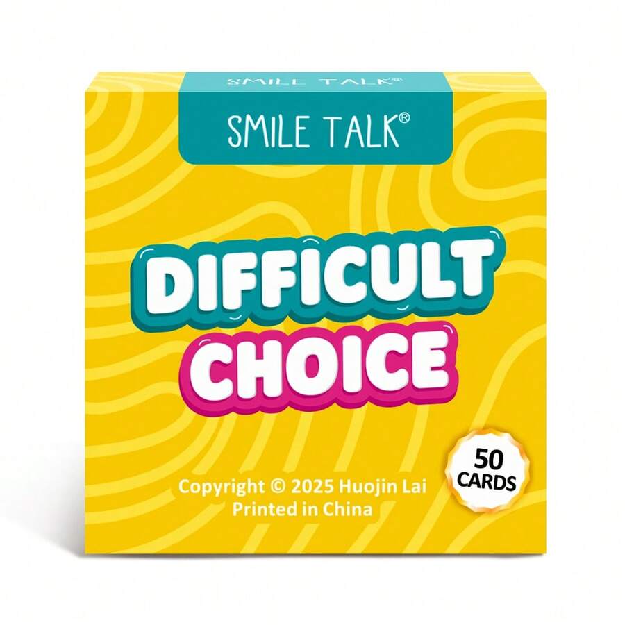 SMILE TALK 1PC Fun Dilemma Card Game (50 Cards) , Hilarious Icebreaker For Parties & Team Building , Perfect For Family Gatherings & Friend Hangouts , Ideal Gift For Valentine's Day, Thanksgiving, Halloween & Christmas - Yellow - View 1