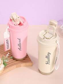 Customized Text LOGO 316 Stainless Steel Inner Coffee Mug Gift , Light Luxury High-End Feeling Girl High Value Double Water Cup, High Value Portable Coffee Mug With Handle Can Be Laser Engraved Logo Car Water Cup, Couple Water Cup.